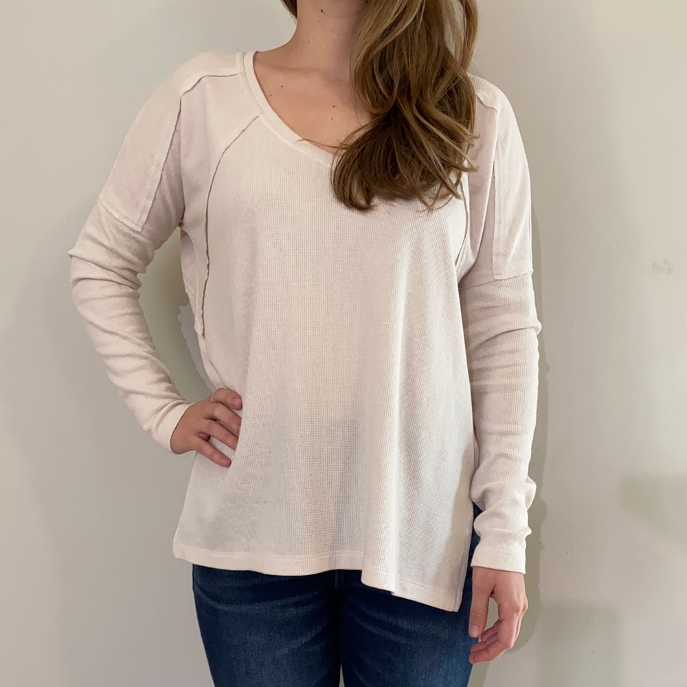 Lucky Brand long sleeve v neck waffle tee